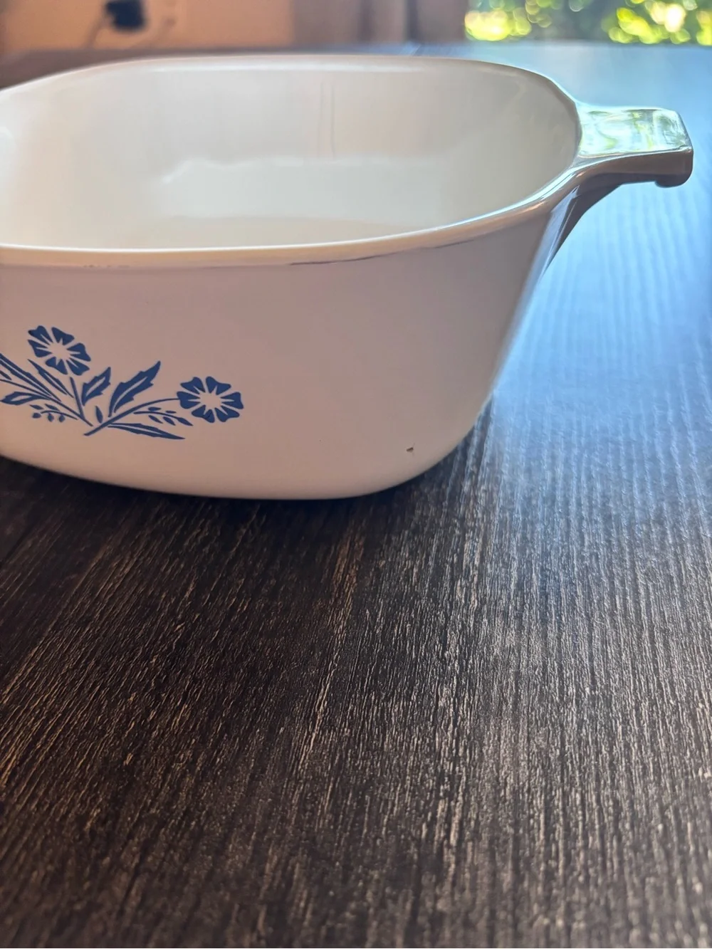 Vintage Corningware White & Blue Floral Square Casserole Dish